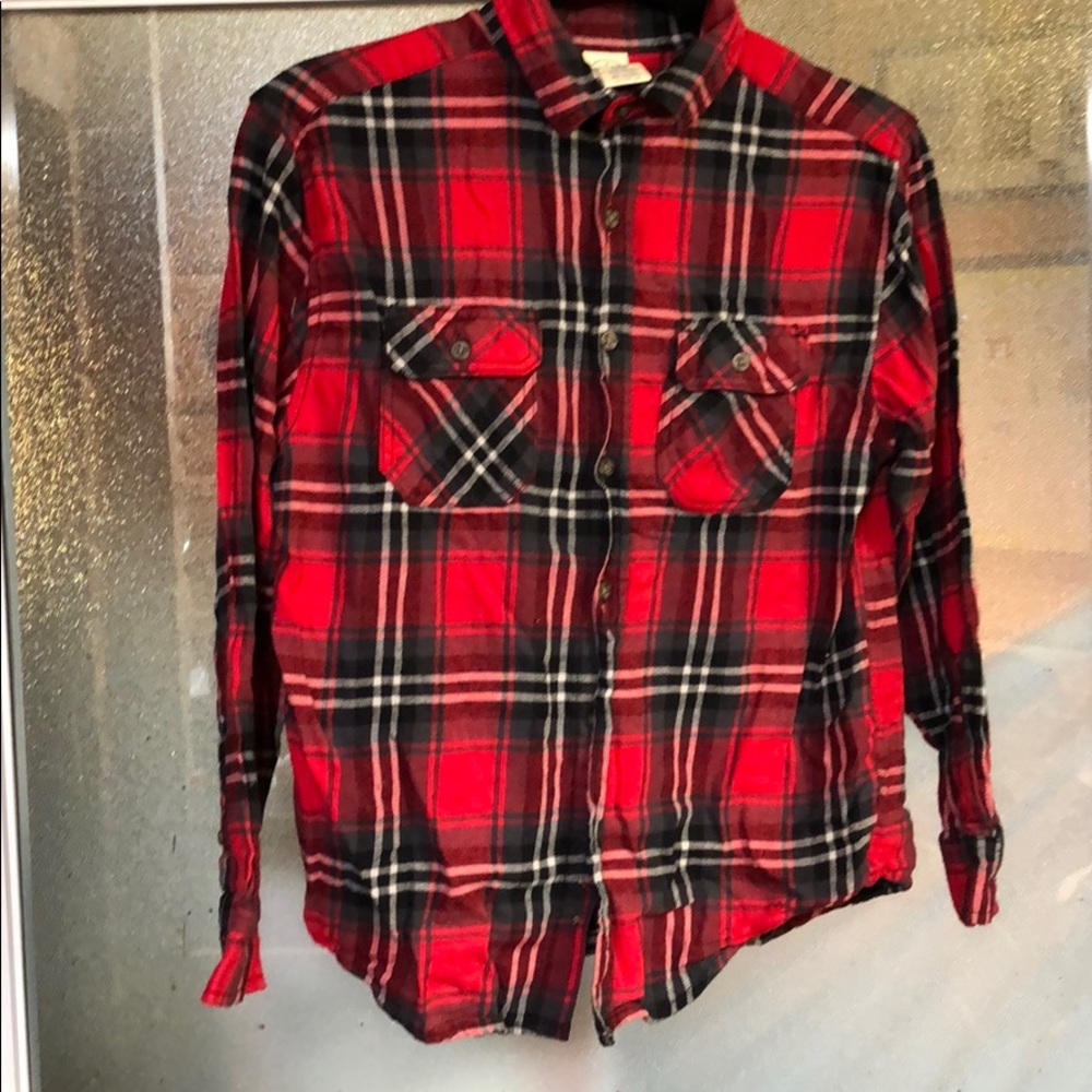 Faded Glory red plaid long sleeve shirt